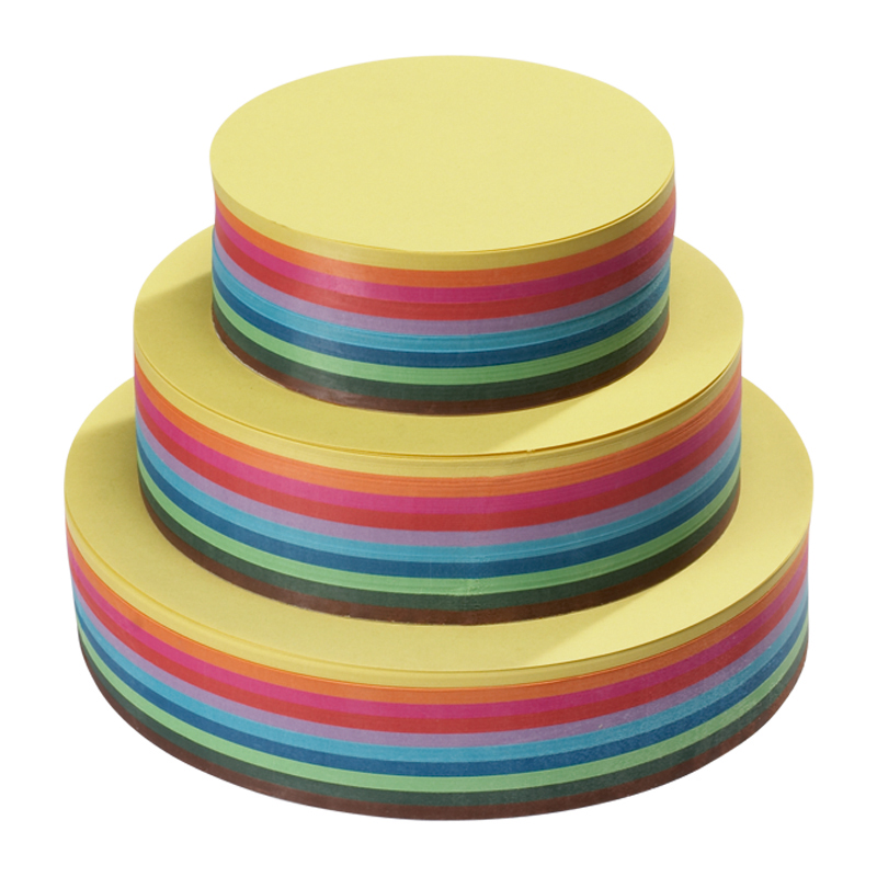 Vikpapper, runda, 60g, diameter 20 cm, 10 mixade färger. 500 ark.  image