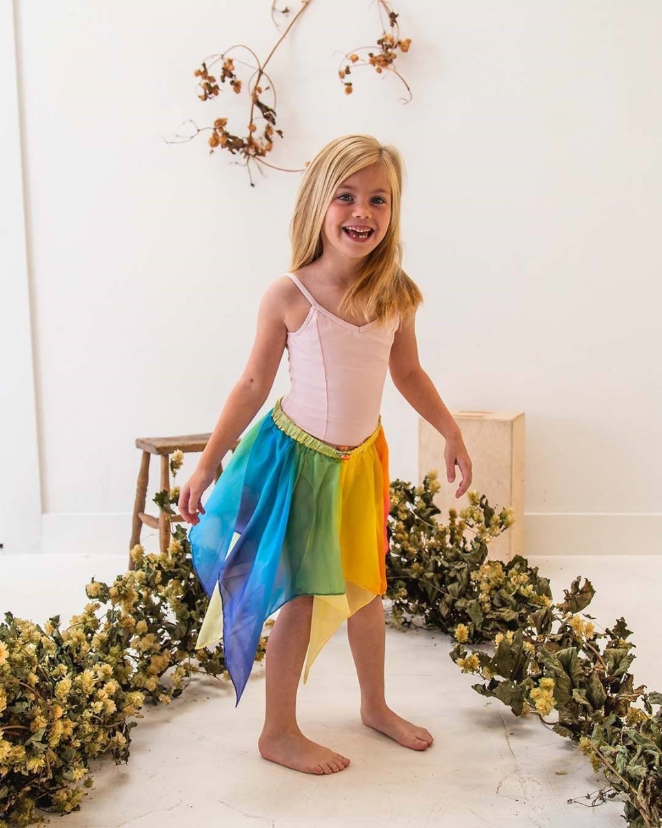 Sarah's Silks Reversible Fairy Skirt - Blue/Rainbow  image