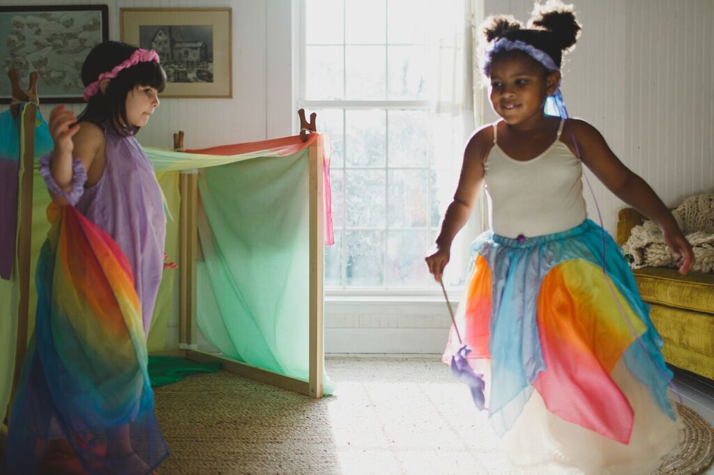 Sarah's Silks Toddler Skirt 2-4 blue/rainbow image