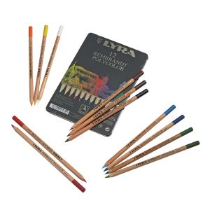 Lyra Rembrandt Polycolor, sortiment,12 färger i plåt etui