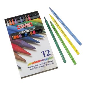 Progresso vaxfärgstift - träfri - 12 mixade färger. 