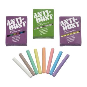 tavelkrita antidust - 9 färger -12 kritor