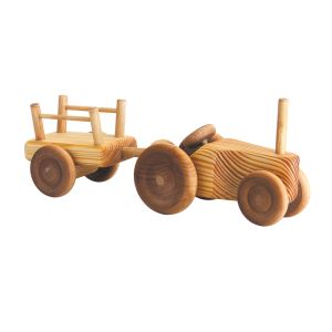 Liten traktor med vagn -